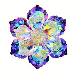 NEW Handmade Purple Flower Brooch/Pin - 1.77 in Round - Gorgeous